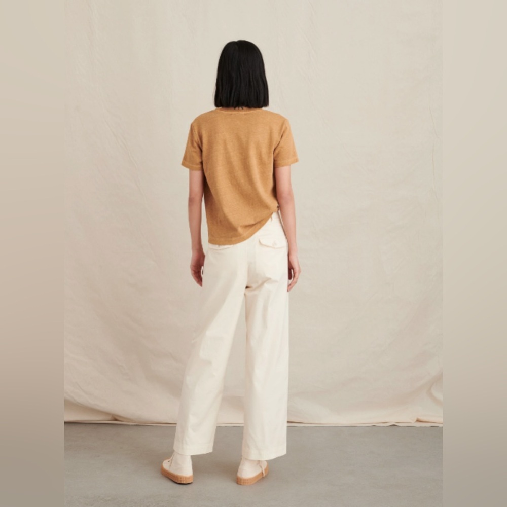Alex Mill Kelly Wide Leg High Waist Pant Chino in Oatmilk - Picture 11 of 12